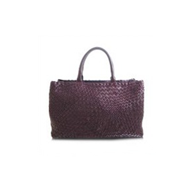 Woven leather handbag