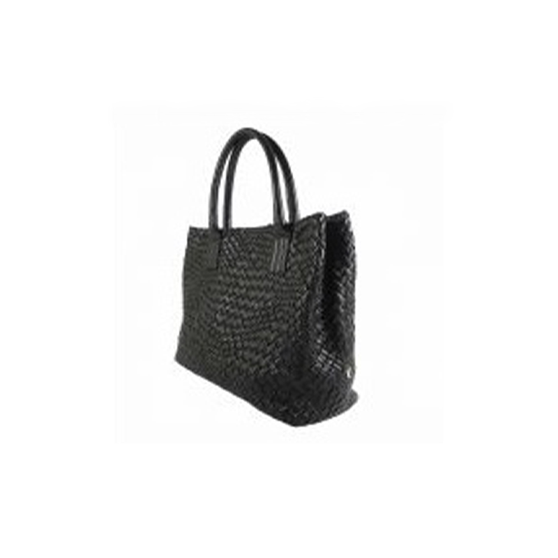 Medium shopper in woven leather