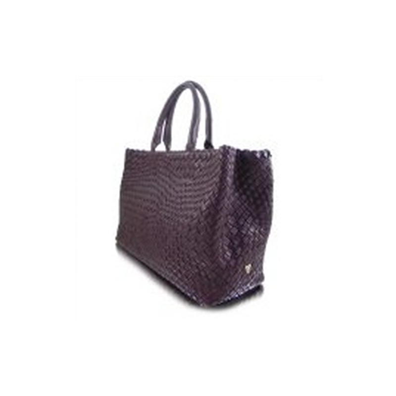 Woven leather handbag